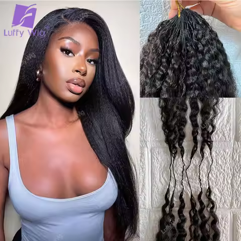 Crochet Hair Extensions Human Hair Kinky Straight Invisible Knotless Pre-Separated Crochet Hair With