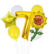 7pcs Sunflower Balloon Yellow Pentagram Birthday 32 Inch Number Balloon Set Festival Party Decoratio