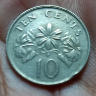 Koleksi koin uang klasik 10 cent dollar singapura tahun 1985