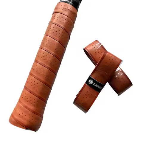 4 Pcs Brown Perforated Tennis Overgrips Non‑Slip Thick Racket Grips for Badminton Pickleball Padel R