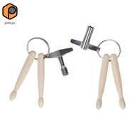 [prettyia] Mini Drumstick Keychain Multifunctional Percussion Accessory with Drum Tuning Tool for Mu
