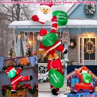 6FT Tall Christmas Inflatable Hanging Santa Santa with Gift Bag Decorations Blow Up Climbing Santa w
