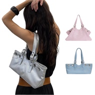 Hieta Korean Niche Brand New Style Rivet Denim Bag Shoulder Handbag Large Capacity Tote Underarm Bag
