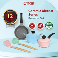 Cypruz Cookware Set Anti Lengket Pink Ceramic Diecast 5 Pcs