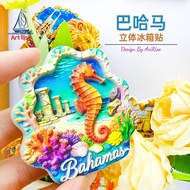 Bajama Seahorse Historical Sites Coral Refrigerator Stickers Three-Dimensional Magnetic Stickers Tra
