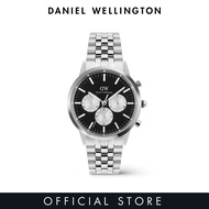 Daniel Wellington Iconic Chronograph 42mm Arch 5-Link Onyx Panda Silver Men Watch stainless steel wa