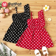 PatPat Toddler Girl Polka dots One Shoulder Ruffled Cami Dress