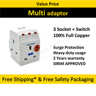 [SIRIM] SUM Surge Protector Multi Adapter Plug adaptor socket Extension extention 3 Pin heavy duty S