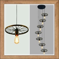 Lampu hias gantung void tangga motif roda INDUSTRIAL vintage retro WHEELS pendant lighting living di