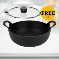 Le Creuset 24cm Balti Dish Cast Iron Satin Black with FREE Glass Lid