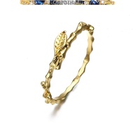 Hot New 916 Gold Ring Creative Leaf Ring Personality Fashion Xiaoqing New Couple Hand Jewelry Literature and A in stock