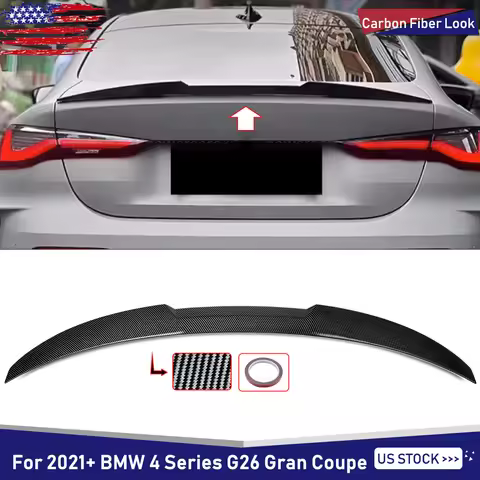 Rear Tail Wings For 2021-2024 BMW G26 430i Gran Coupe i4 M4 Style Highkick Trunk Spoiler Carbon Fibe