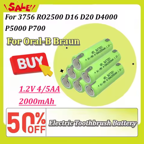 New 1.2V 2000mAh 4/5AA Ni-MH Replacement Battery for Oral-B Braun 3756 RO2500 D16 D20 D4000 P5000 P7