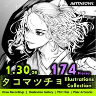 🔥 Digital Illustration Art - タコマッチョ 🔥 Anime Figure | CG Art Digital Drawing Book | Smart Drawing Tab