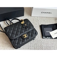 [1: 1 LOGO Correct ] Fragrant Grandma Female Bag Xiaoxiangjia 25B Caviar Cowhide Mini Backpack Gold 