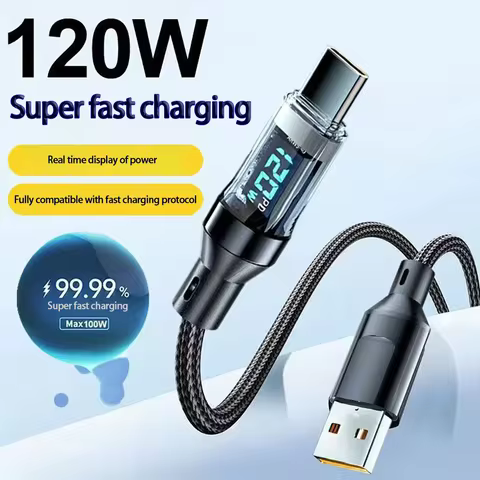 120W USB to Type C Cable Phone Super Fast Charging Cable 100W Type-C To Type-C Data Cord With LED Di