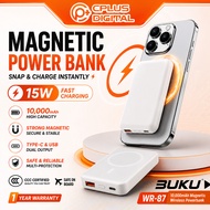 (CCC) BUKU WR-87 10000mAh Magnetic Wireless Power Bank 15W Fast Charging Magnetic Compatible