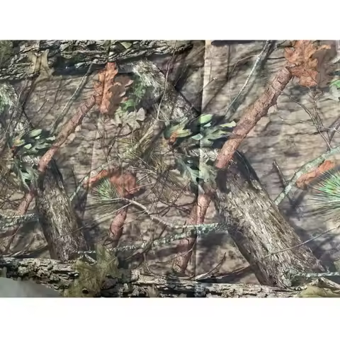 300D Polyester Oxford Real Tree Bionic Camouflage Fabric Sunscreen Black Coating Heat UV Protection 