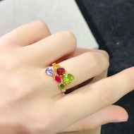 Pure natural colored gemstone rings (olivine, garnet, citrine, tanzanite, ruby, diopside). Ultra pin