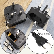Euro 2 Pin Plug To UK 3 Pin Plug Adapter With Fuse - 5 Amp EU To UK Plugs Power Converter Fused Adap