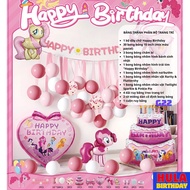 [GIVE BALLOON NUMBER 80cm] Cute Ponny Horse Theme Baby Girl Birthday Set, Full Birthday Set G22