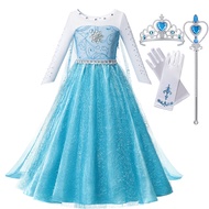 Summer Fancy Queen Elsa Anna Costume Girls Princess Dress Toddler Halloween Cosplay Party Vesidos Fo
