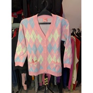 Care bears argyle knitted cardigan,/ knitwear,/ motif, character knit