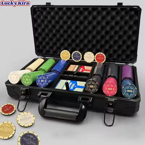 ZY,-for EPT WPT Numbered Monte Carlo Casino Royale Game Chips 300 500 Ceramic Poker Chips Set with C