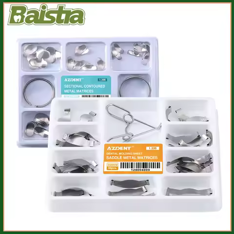 AZDENT 100 Pcs/Box Dental Sectional Contoured Matrix Bands Metal Wedges Dentist Tools