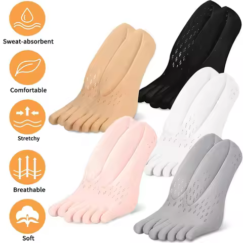Summer Thin Women Socks with Fingers Breathable Transparent Sock Invisible Elastic Boat Socks Comfor