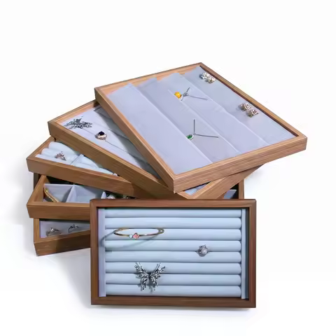 Velvet Jewelry Display Tray Stack able Organizer Box for Ring Earring Necklace Bracelet Multi-compar