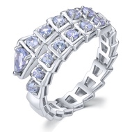Lohaspie Jewelry Real Solid Sterling Silver 925 Ring Original Natural Aquamarine Tanzanite Ring 925 