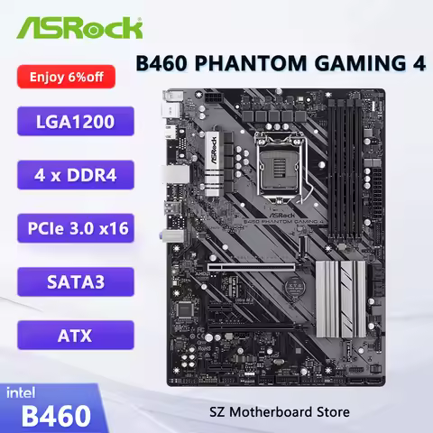ASROCK B460 Phantom Gaming 4 B460 LGA 1200 Motherboard For i9-10900K i7-10700 i5-10400F i3-10100 CPU