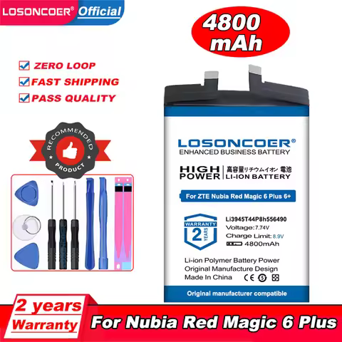 Original LOSONCOER 4800mAh Li3945T44P8h556490 Battery For Nubia Red Magic 6 Plus 6+ Mobile Phone Bat