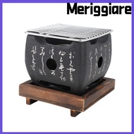 MERIGGIARE Japanese Charcoal Grill, Cast Metal Black Hibachi Grill, Durable Non Stick Fast Heating W
