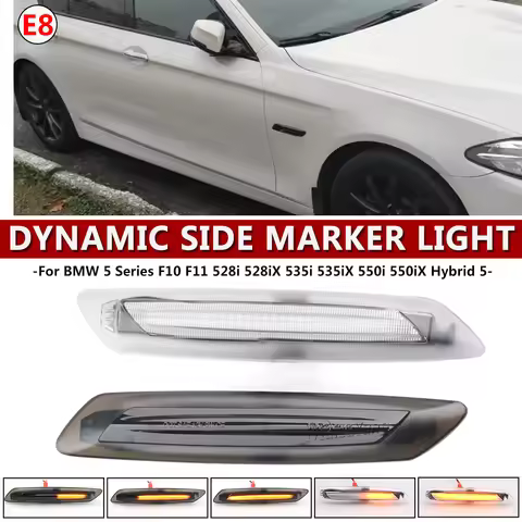2X LED Sequential Fender Indicator Side Marker Blinker Turn Signal Lights For BMW 5 Series F10 F11 5