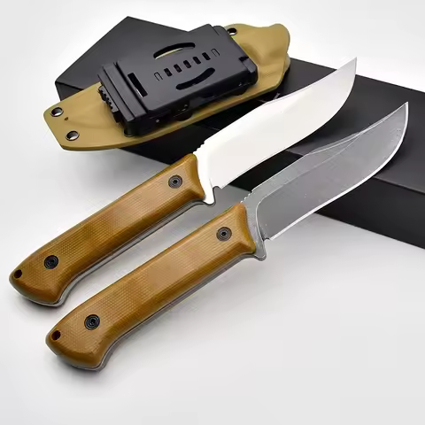 BK104 Tactical Straight Knife 8Cr13Mov Blade G10 Handle for Outdoor Rock Climbing Mountain Hiking Ad