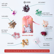 Túi Phước May Mắn Omamori Liugems Đeo Bên Người Mix Đá Thảo Mộc Muối Hồng Himalaya Mang Tài Lộc Tình