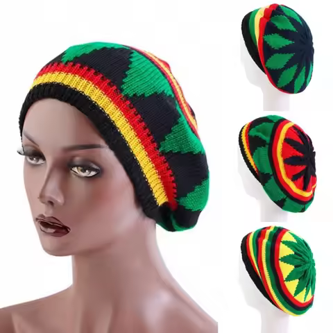 Jamaica Reggae Bob Rasta Style Beanie Hats Cappello Hip Hop Cap Men's Winter Hats Female Red Yellow 