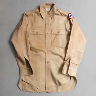 < White Wood 11 > 50-60S US ARMY CHINO SHIRT Khaki Uniform Long Sleeve B