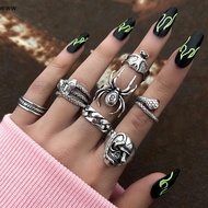 ooo 7Pcs/set Punk Snake Rings For Women Gothic Spider Men Fashion Jewelry Accessories uuu