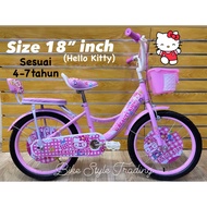 Siap Pasang / Basikal HELLO KITTY / 18 inch Basikal Budak / Basikal perempuan / Bicycle Kids / Basikal Umur 4-8tahun