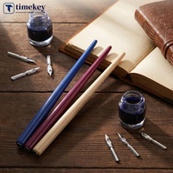 TME  Dip Fountain Pen Set Wood Handle Stainless Steel Nib Calligraphy Comic Drawing Sketching Statio