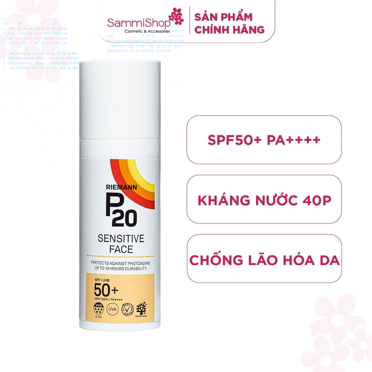 Riemann P20 Kem chống nắng Sensitive Face SPF50+ PA++++ 50g