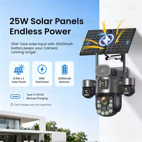 Solar Camera 20MP AOV 24/7 Recording 4 Screen Solar Camera 31200 MAh 4G Home Outdoor Surveillance 60