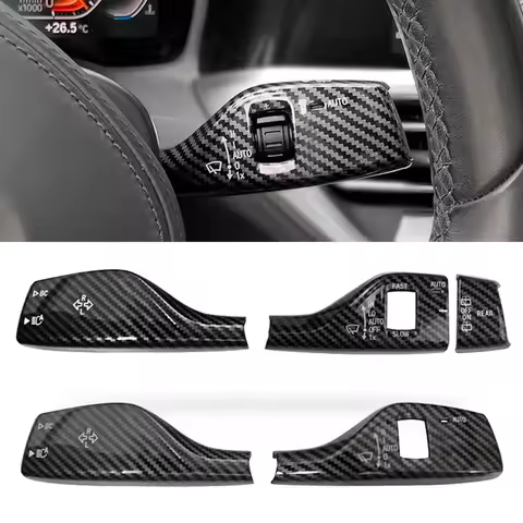 2Pcs Car Steering Wheel Wiper Switch Trim Headlight Switch Control Cover for BMW 1 2 3 4 5 7 Series 