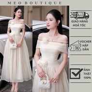 Libi” Elegant Off-Shoulder Lace Dress - Long Off-Shoulder Dress