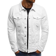 Denim Pepejal Hitam Putih Lelaki Jaket Tops Button Coats Long Sleeve Fesyen Saiz Besar Lelaki Pakaian 2018 Autumn Plus Size Jacket San0