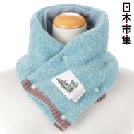 日版Moomin 姆明家族 史力奇布章 藍色 百變啪鈕短頸巾圍巾【市集世界 - 日本市集】