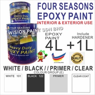 5L Four seasons epoxy paint / white / black / primer grey or clear coat / for floor finish coat / E wpc